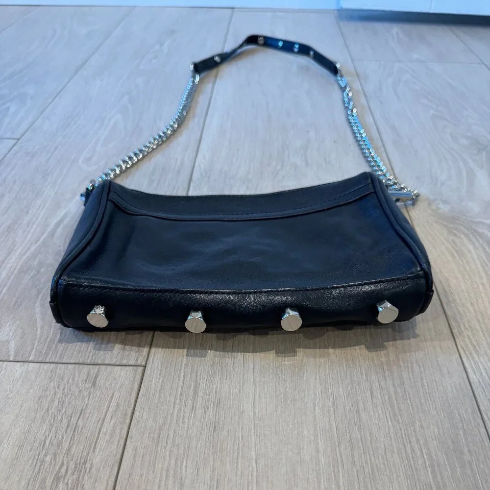 Rebecca Minkoff Purse Black Leather Mini MAC Silver Hardware Crossbody Bag Studs - Picture 4 of 9